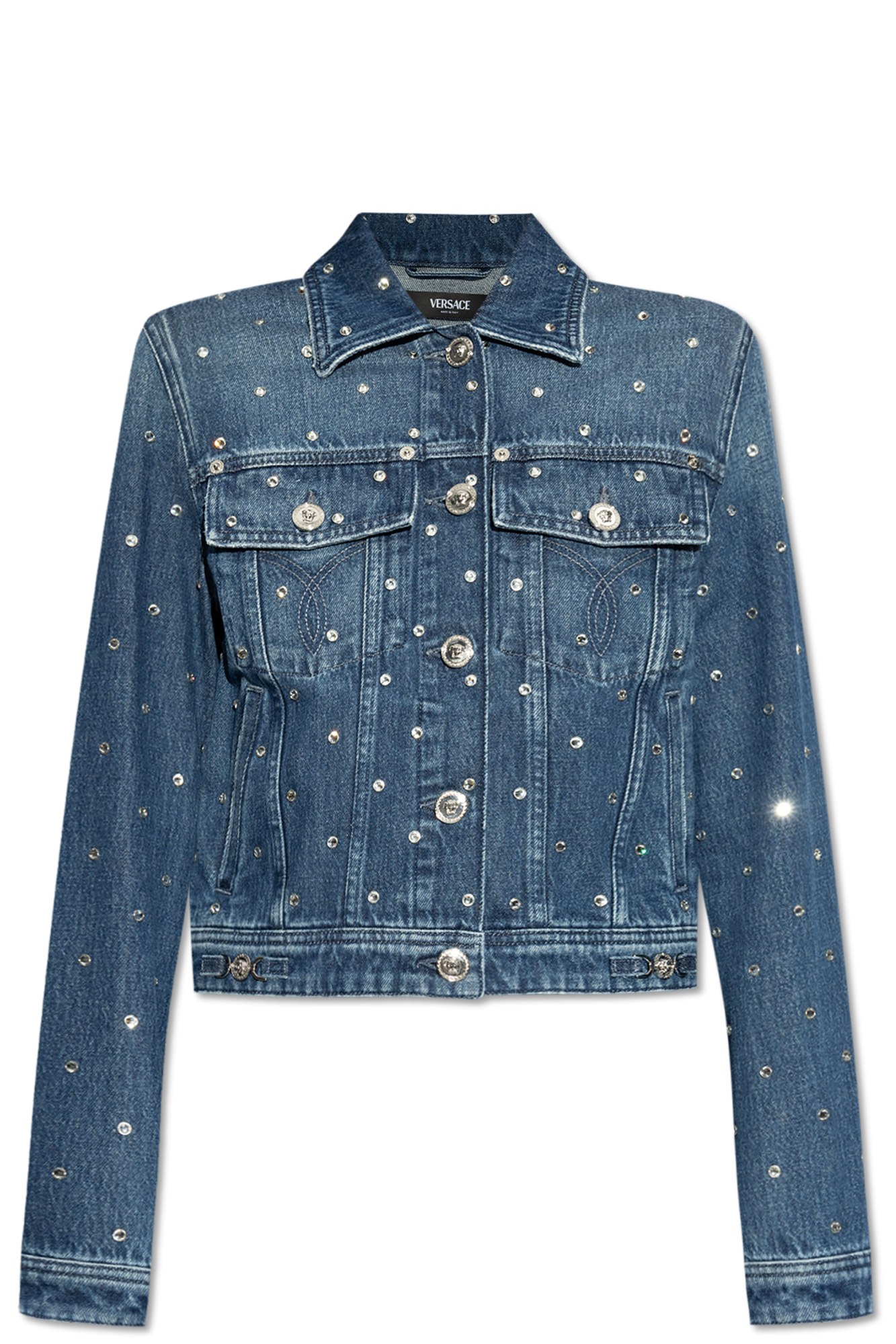 Versace Denim jacket with shimmering appliqués | Women's